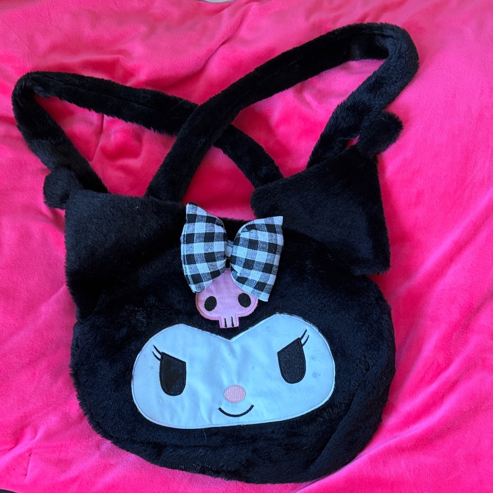 Charming Black and White Kids Plush Bag
